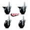 Service Caster 3.5'' Hard Rubber Wheel Swivel 3/4'' Square Stem Caster Set 2 Brakes, 4PK SCC-SQ20S3514-HRS-PLB-34-2-S-2 - alternate 4